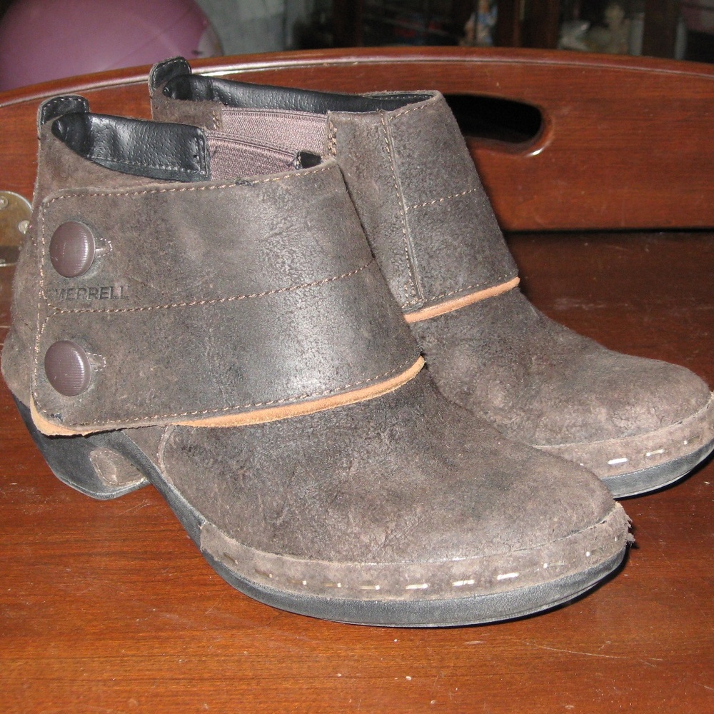 Merrell Luxe Nubuck Brown Leather Ankle Boots 7.5